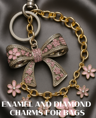 Enamel and diamond charm for bag
