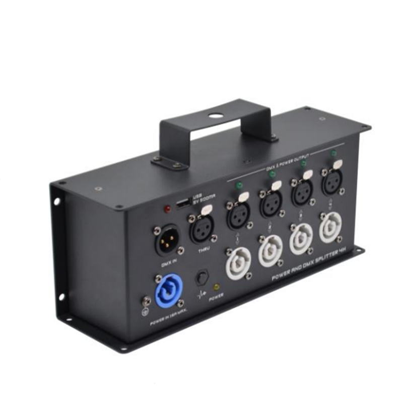 4chs 16A Power & DMX Signal Amplifier Compact Mini Distributor
