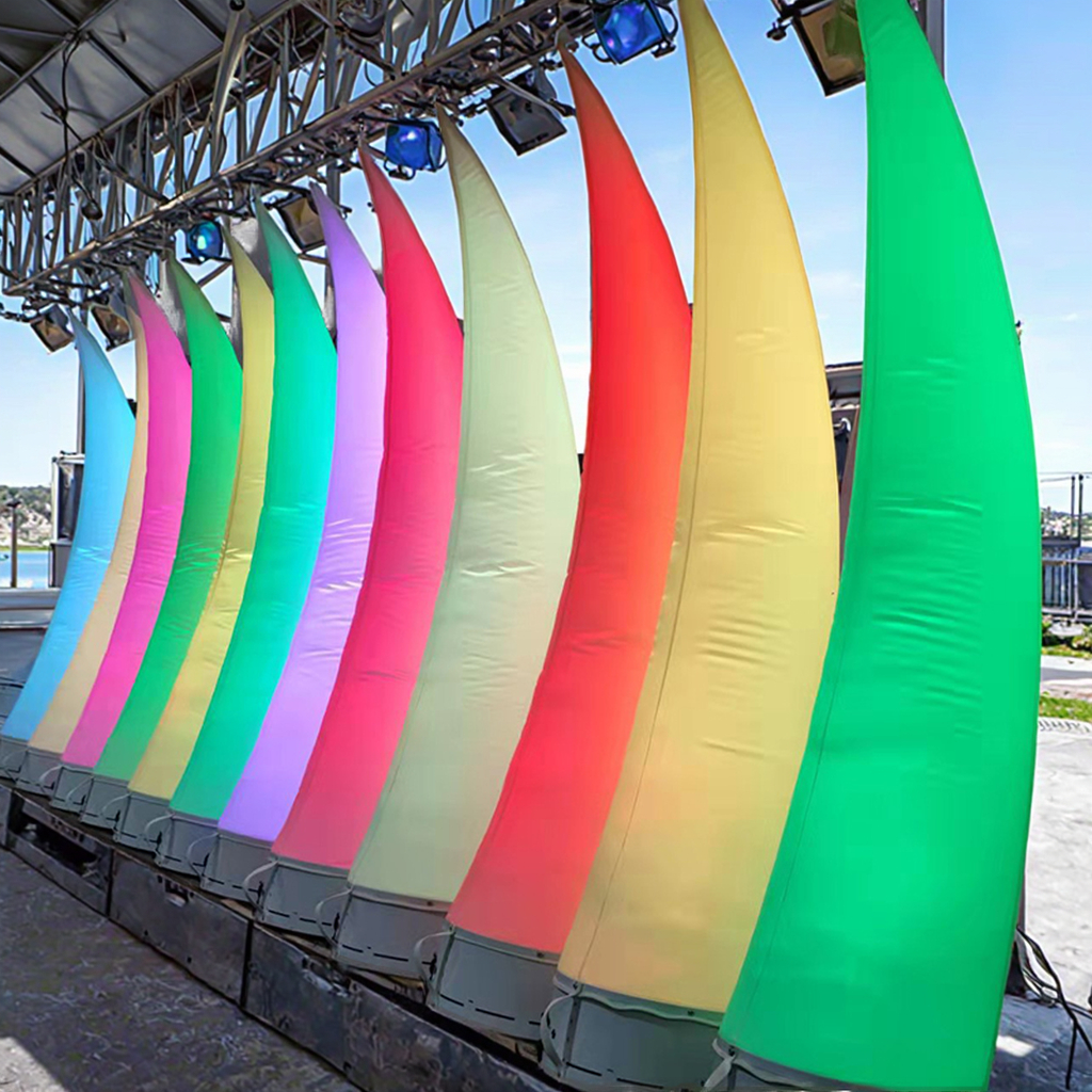 Wireless Battery Powered LED Inflatable Horns Light for Weddings Outdoor Stage DJ Lighting