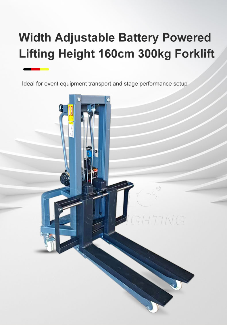 Battery Powered Adjustable Forklift 160cm Height 300kg Load