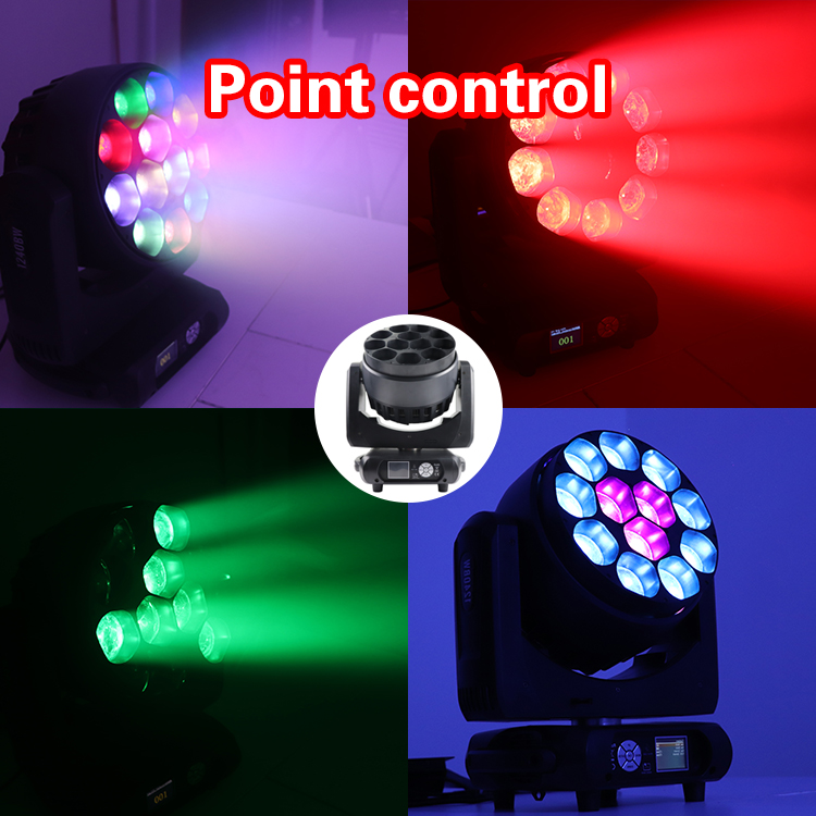 12pcs 40W RGBW 4in1 LED Wash Moving Head Stage Light High Brightness with Zoom Pixel Control