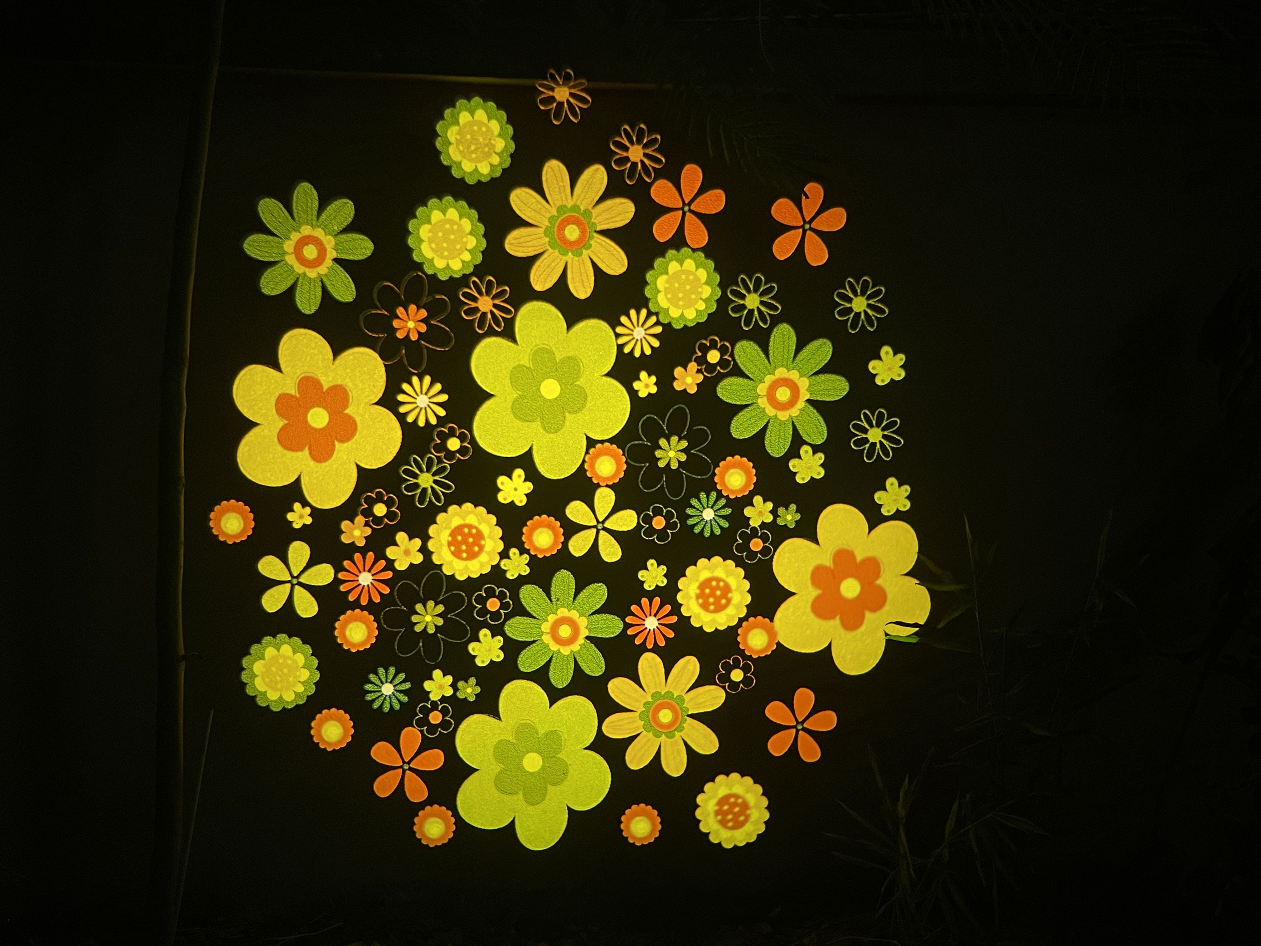 colorful rotating gobo projection lighting outdoor scene
