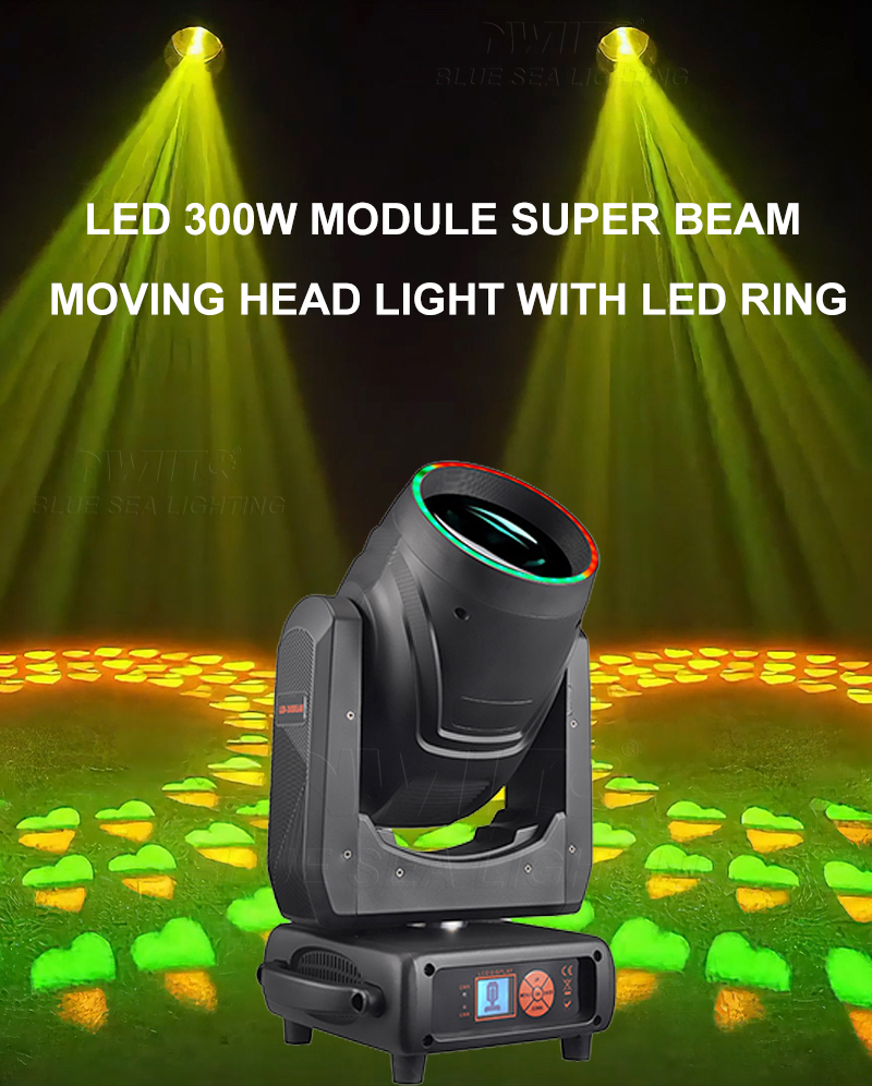 LED 300W Super Beam Moving Head Light with LED Ring