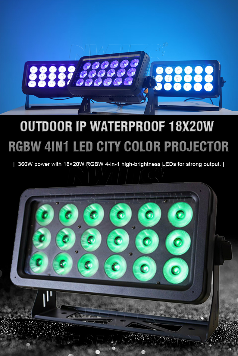 Outdoor IP65 18x20W RGBW LED Projector