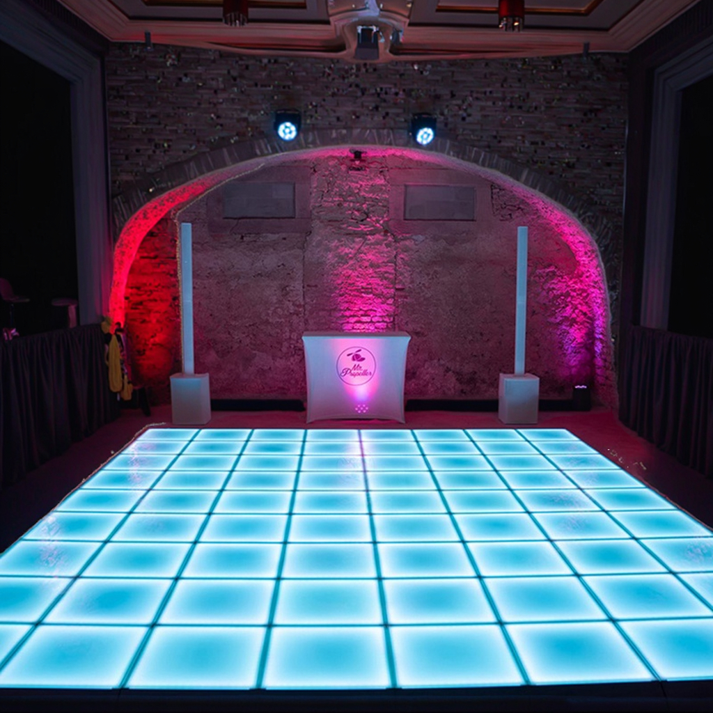 Frosted Magnet Design RGB LED Dance Floor for Wedding Parties and Nightclubs PVC Body Projection Lights