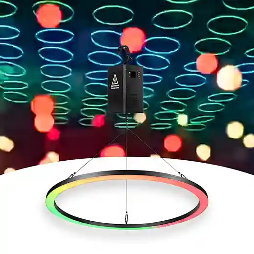 Single 150W Winch+ Three Meter LED Kinetic Ring RGBW Projection Lights for Landscape & Hotel Applications
