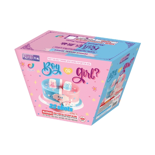 25 shots fan shape 500 gram cakes fireworks Boy or Girl ？(blue)  RT6001-B