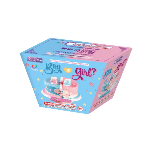 25 shots fan shape 500 gram cakes fireworks Boy or Girl ？(pink) RT6001-G