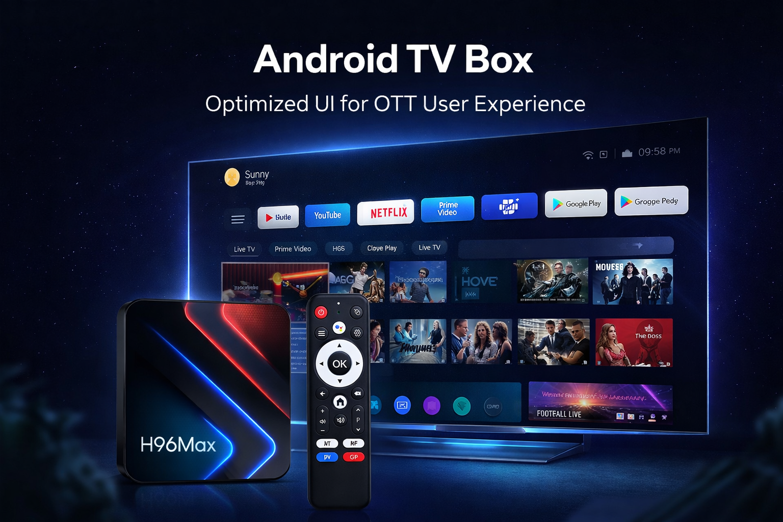 Android TV Box with optimized UI for OTT user experience
