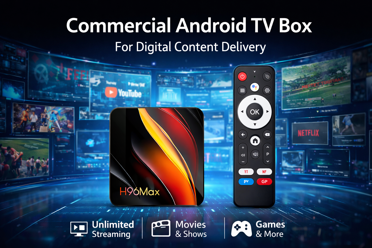 Commercial Android TV Box for digital content delivery