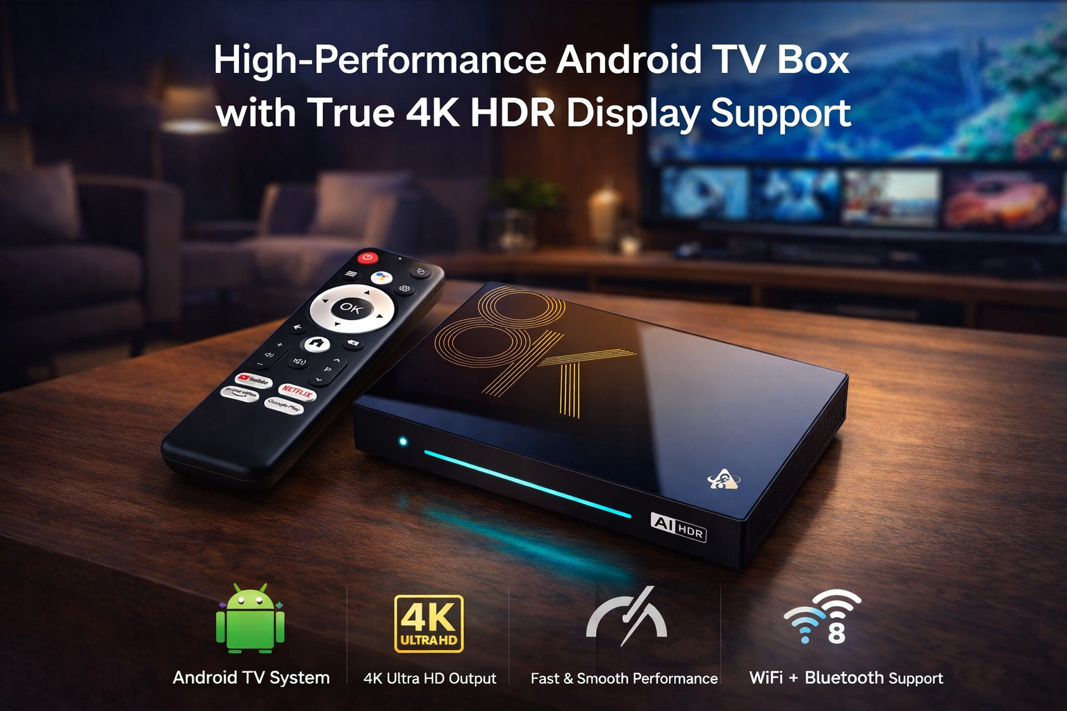 High-performance Android TV Box with true 4K HDR display support