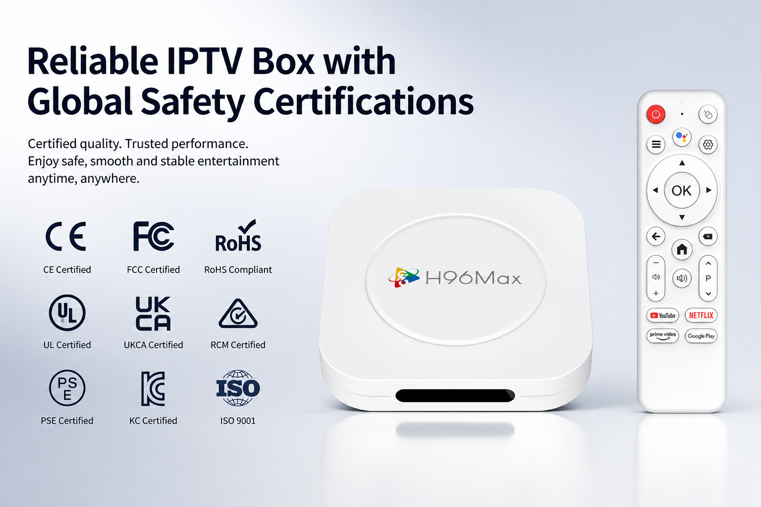 Reliable IPTV Box with Global Safety Certifications