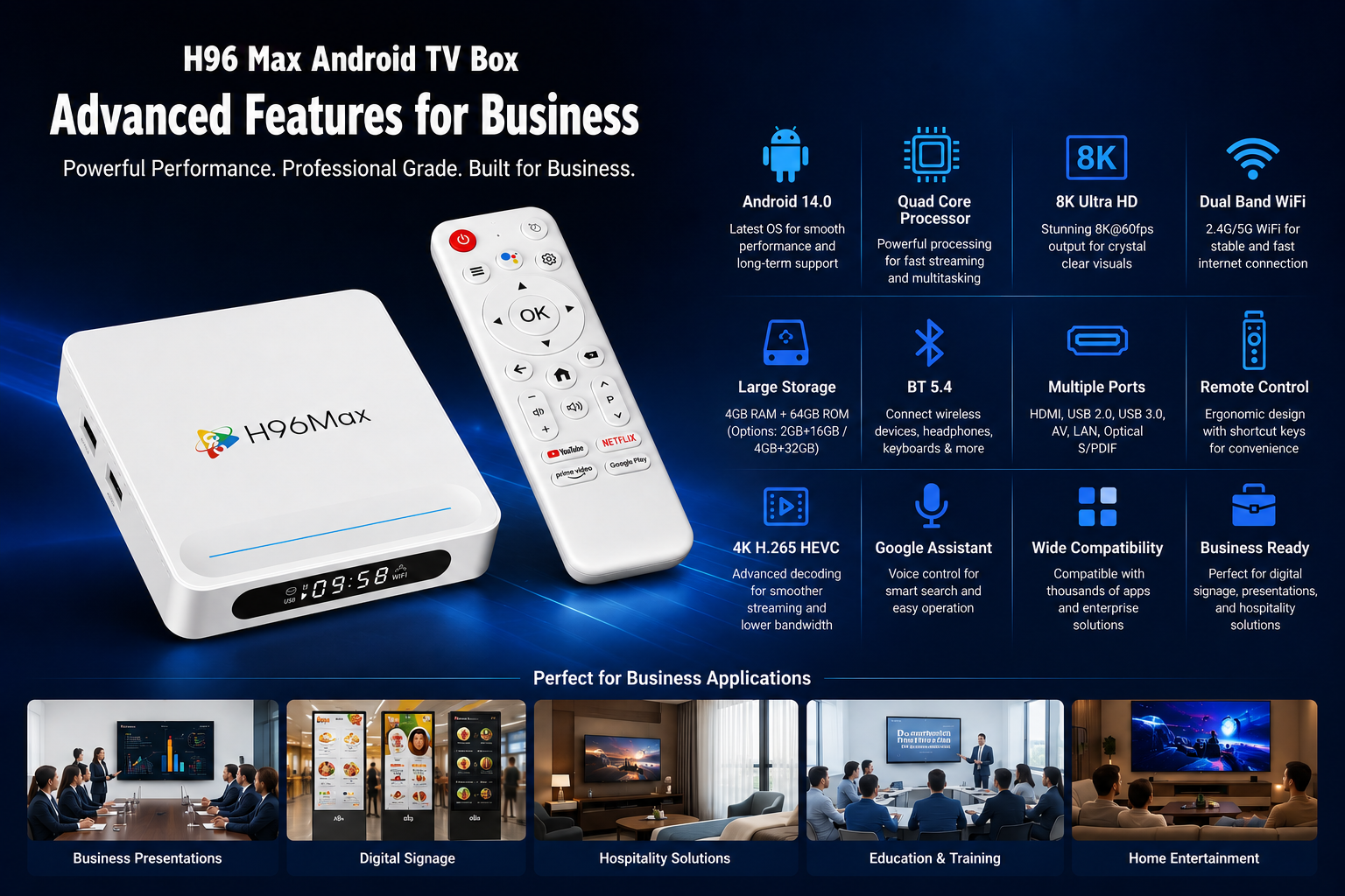 Advanced Android TV Box features for business