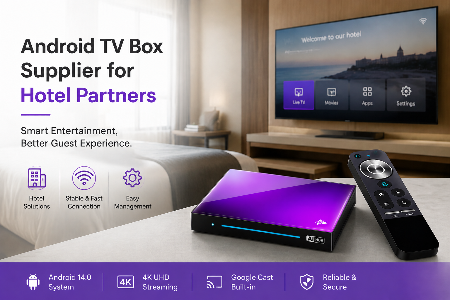 Android TV Box Supplier for Hotel Partners