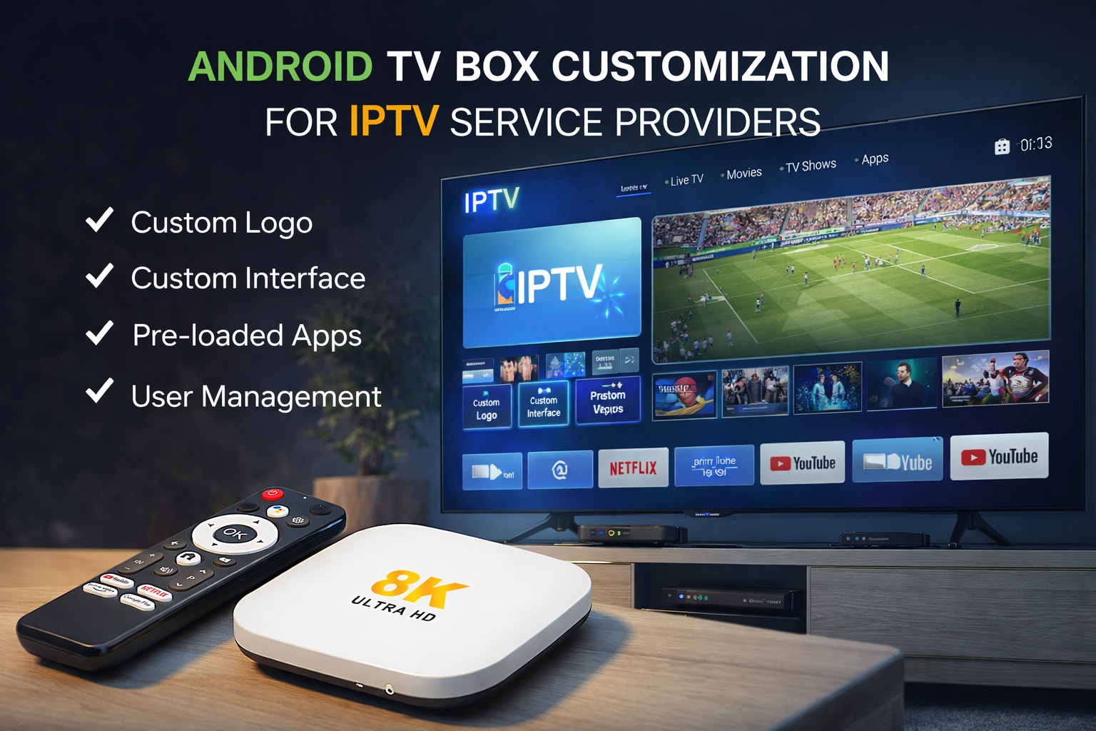 Android TV box customization for IPTV service providers
