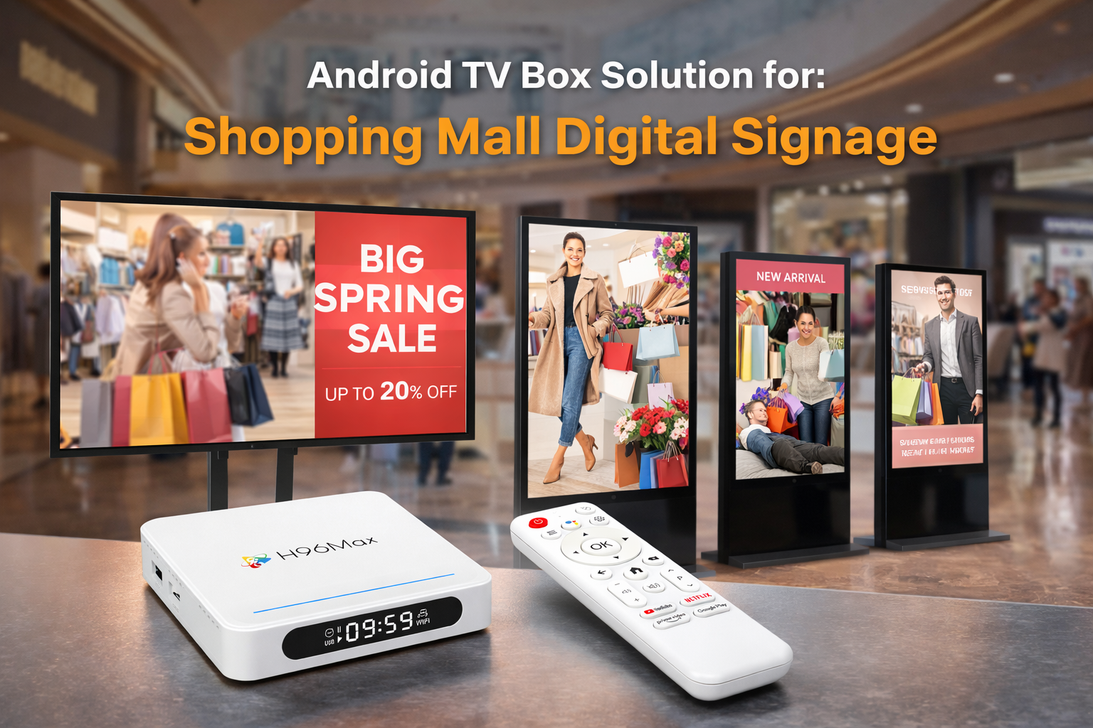 Android TV box solution for shopping mall digital signage