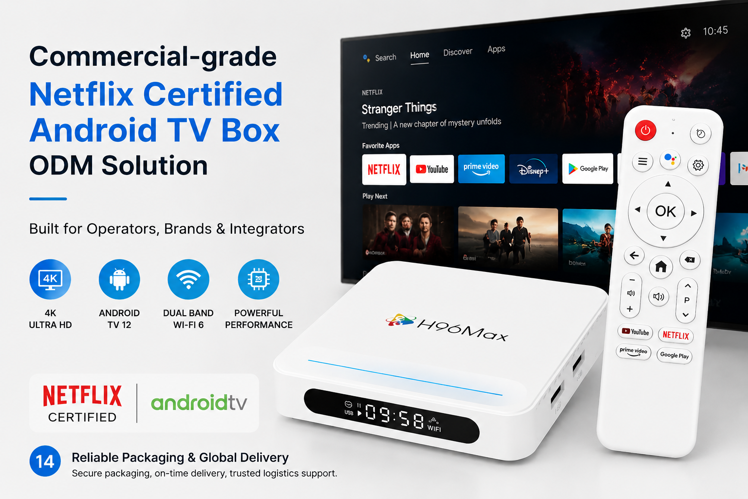 Commercial-grade Netflix Certified Android TV Box ODM solution