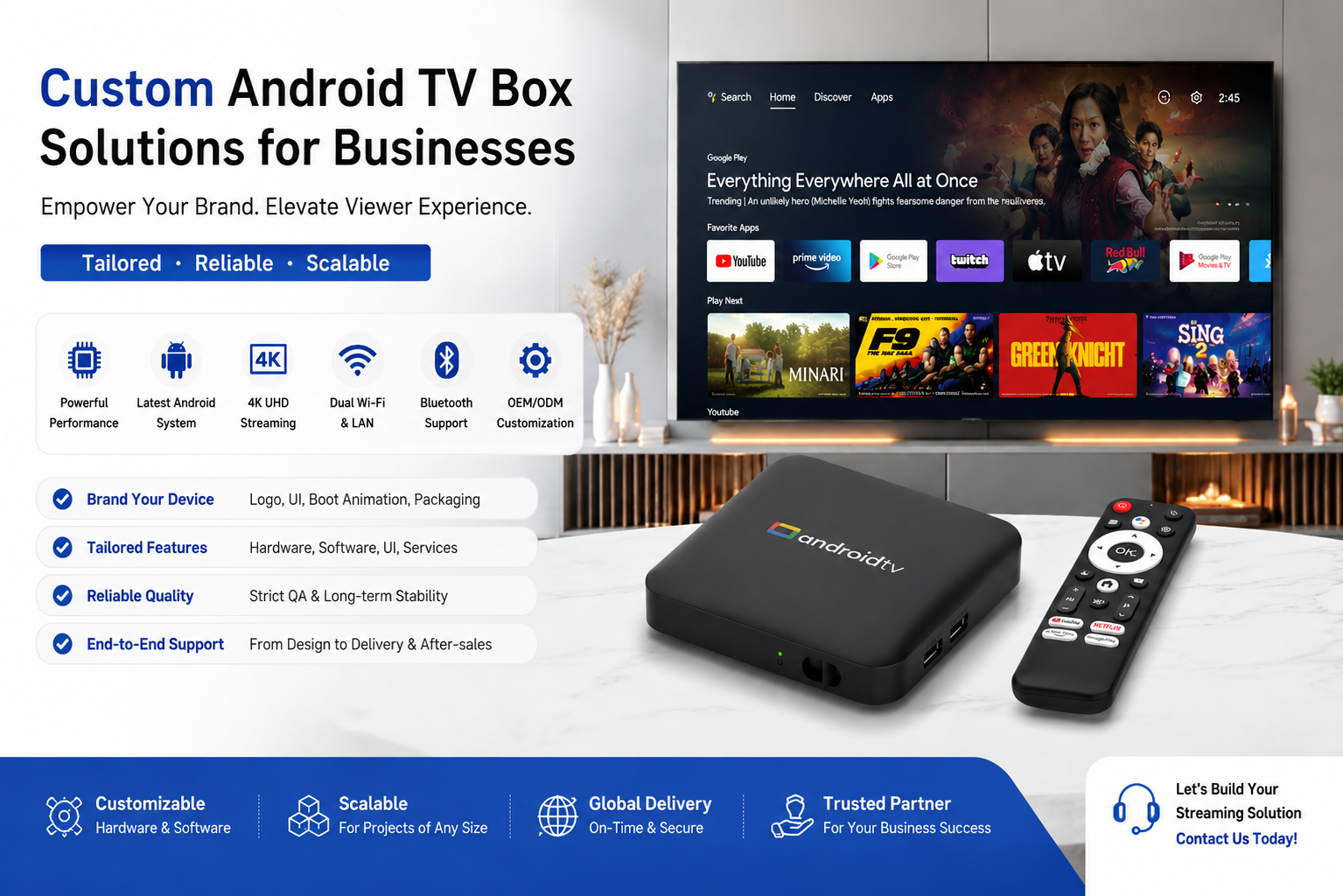 Custom Android TV Box solutions for businesses