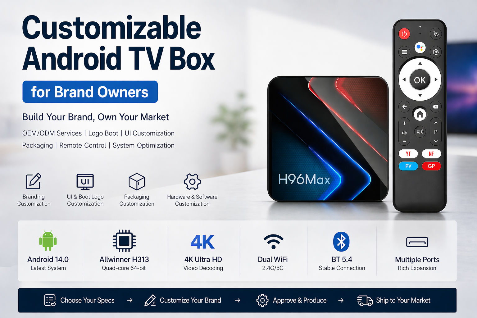 Customizable Android TV Box for brand owners