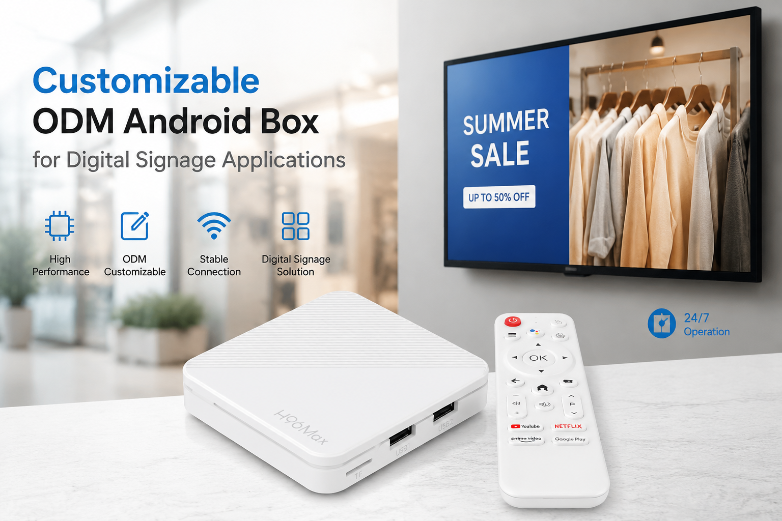 Customizable ODM Android box for digital signage applications