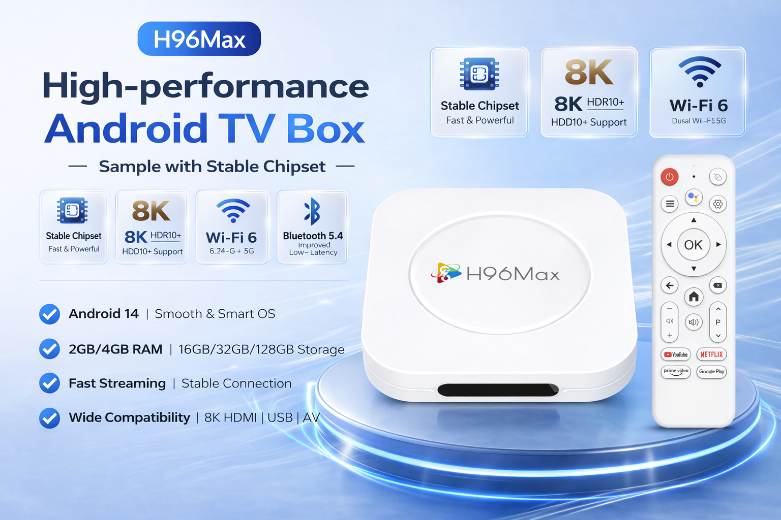 High-performance Android TV box sample with stable chipset