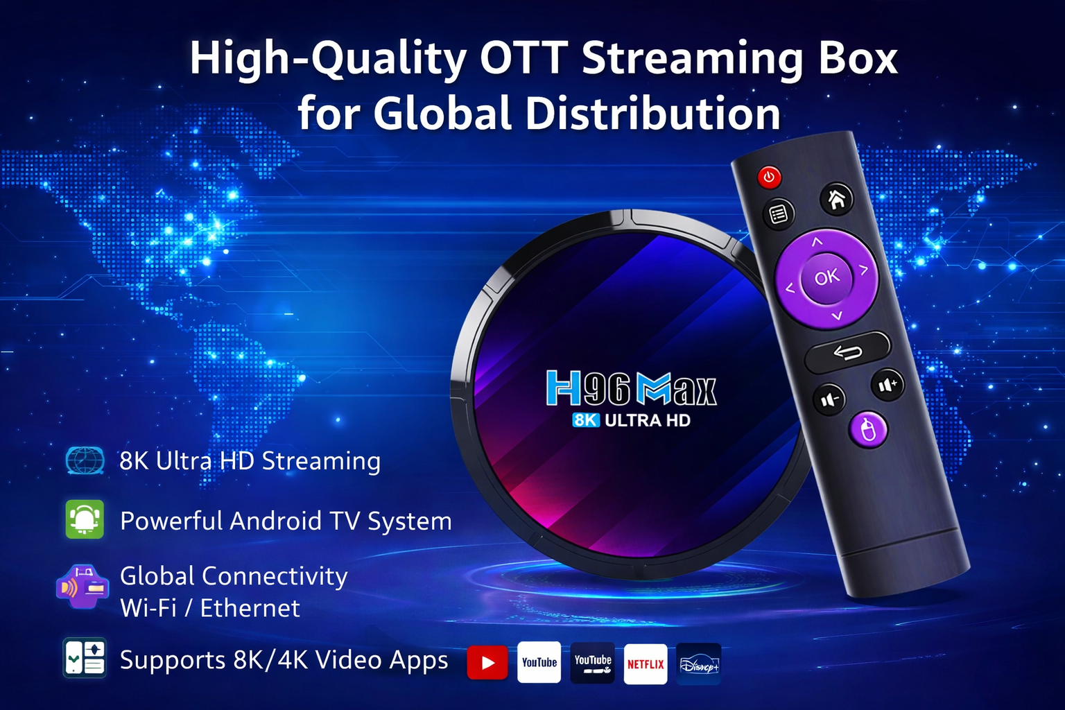 High-quality OTT streaming box for global distribution
