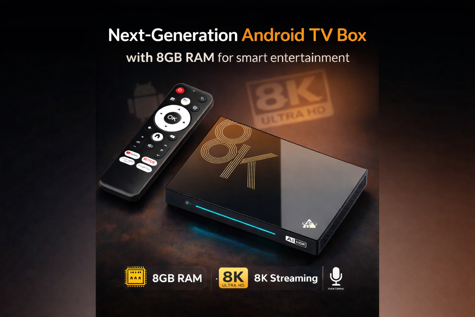 Next-generation Android TV Box with 8GB RAM for smart entertainment