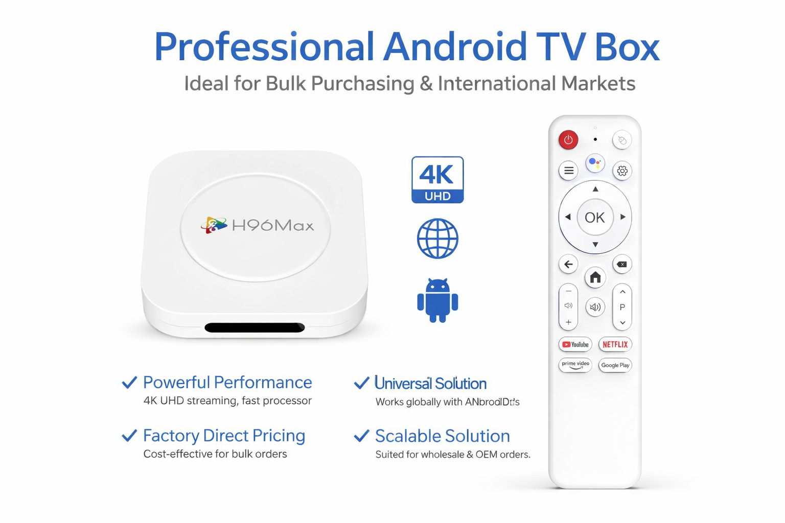 Professional Android TV box for bulk purchasing and international markets