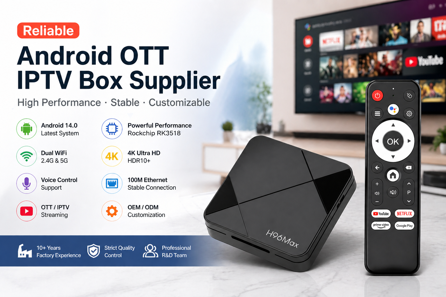 Reliable Android OTT IPTV Box Supplier