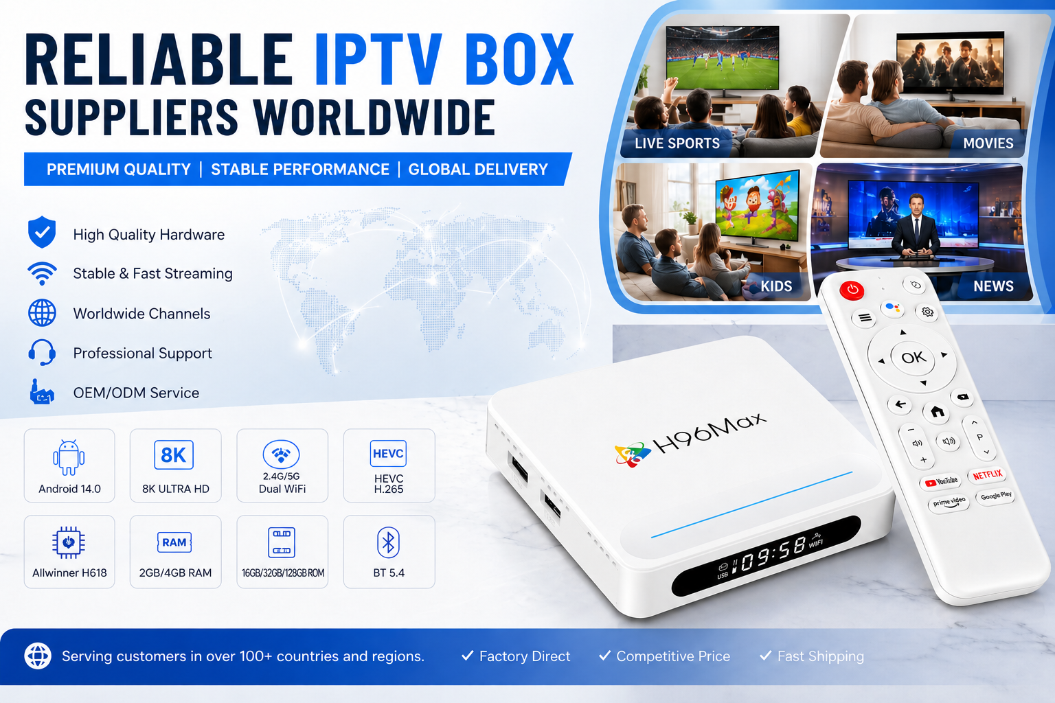 Reliable IPTV box suppliers worldwide