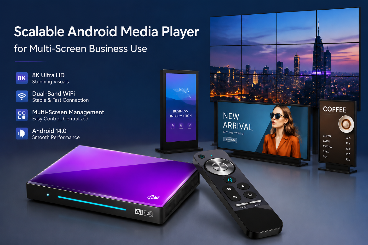 Scalable Android Media Player for Multi-Screen Business Use