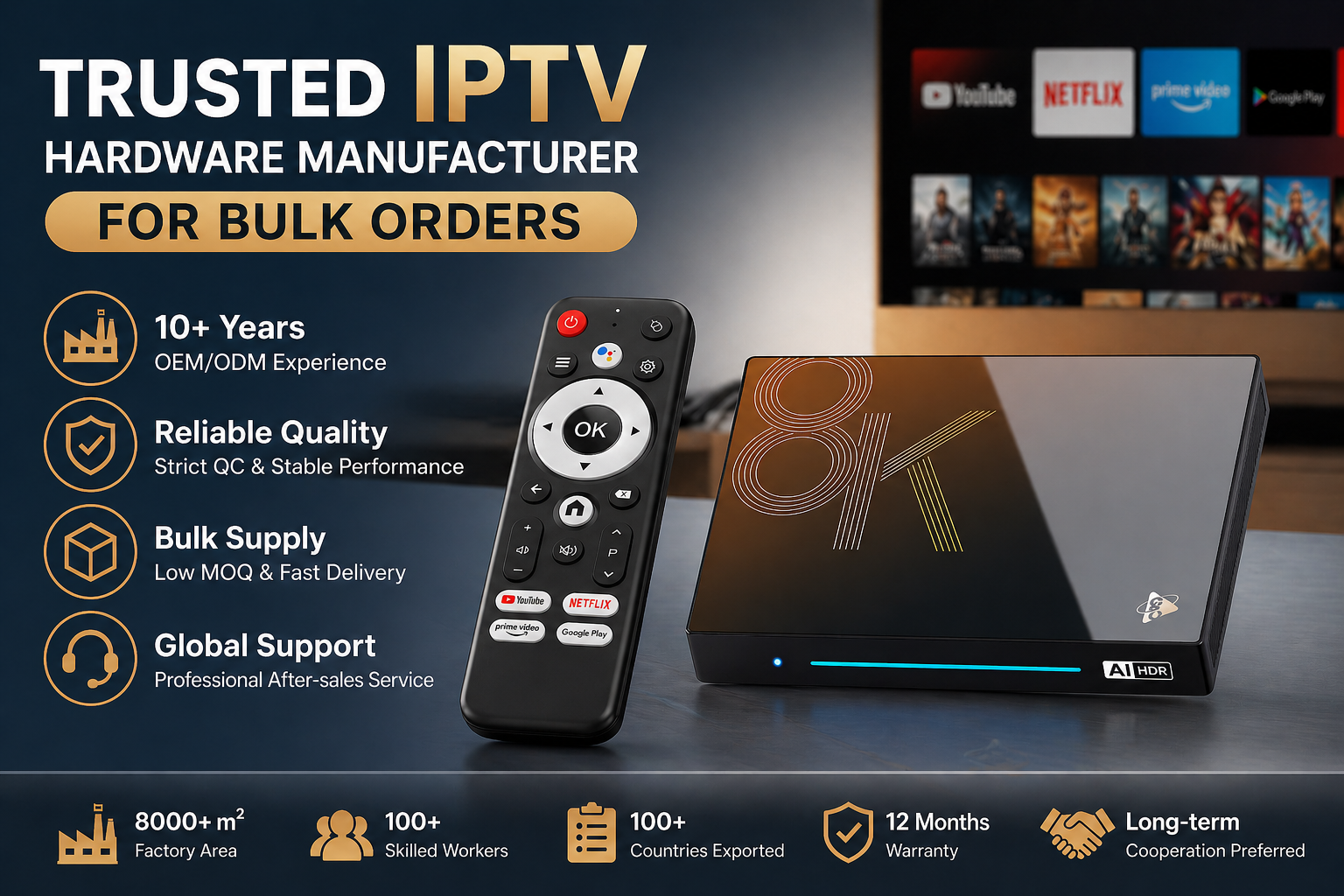 Trusted IPTV hardware manufacturer for bulk orders
