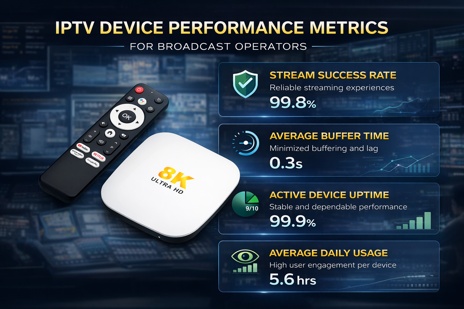 IPTV device performance metrics for broadcast operators
