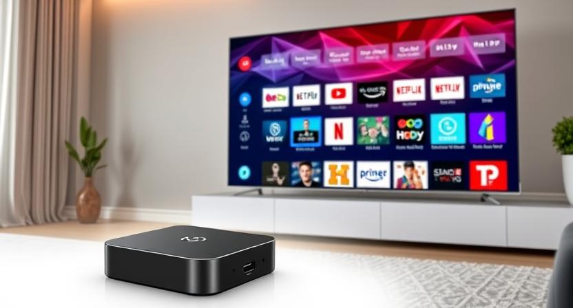 4K Android TV Box showing high-resolution UI smoothness 4K Android TV Box showing high-resolution UI smoothness