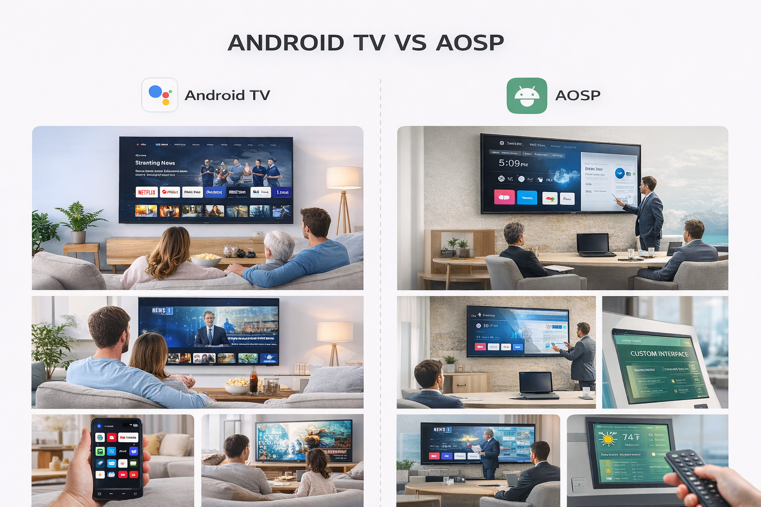 Smart TV OS comparison Android TV vs AOSP