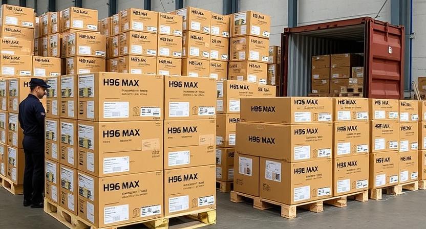 Bulk order of H96 Max TV boxes packed for global shipping