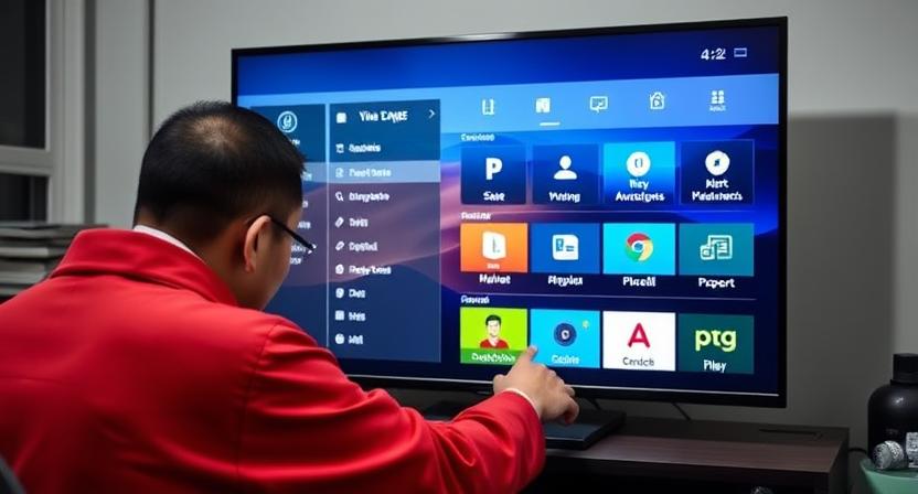 Chinese engineer customizing Android TV box firmware, configuring system UI Chinese engineer customizing Android TV box firmware, configuring system UI