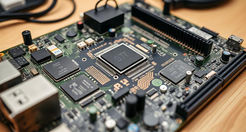 Close-up of Android TV box chipsets and components Close-up of Android TV box chipsets and components