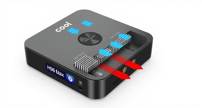 Cross-section of Android TV Box showing airflow channels Cross-section of Android TV Box showing airflow channels