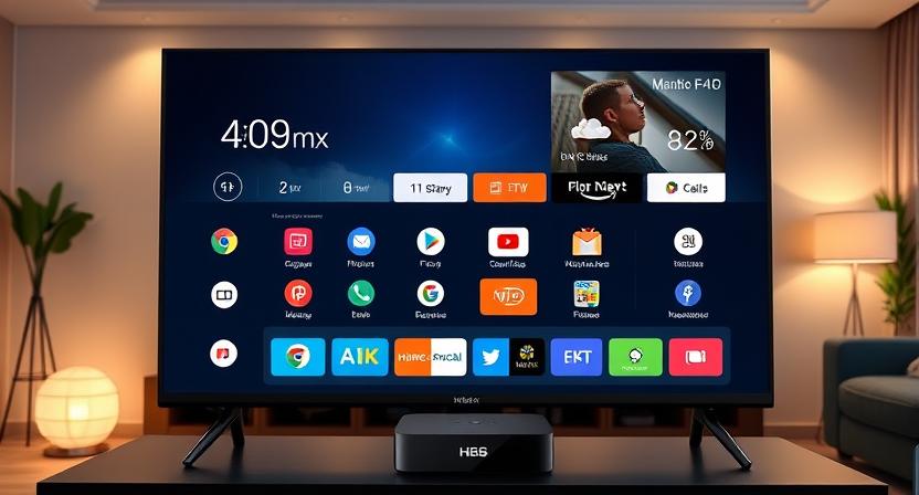 4K Android TV Box showing high-resolution UI smoothness 4K Android TV Box showing high-resolution UI smoothness