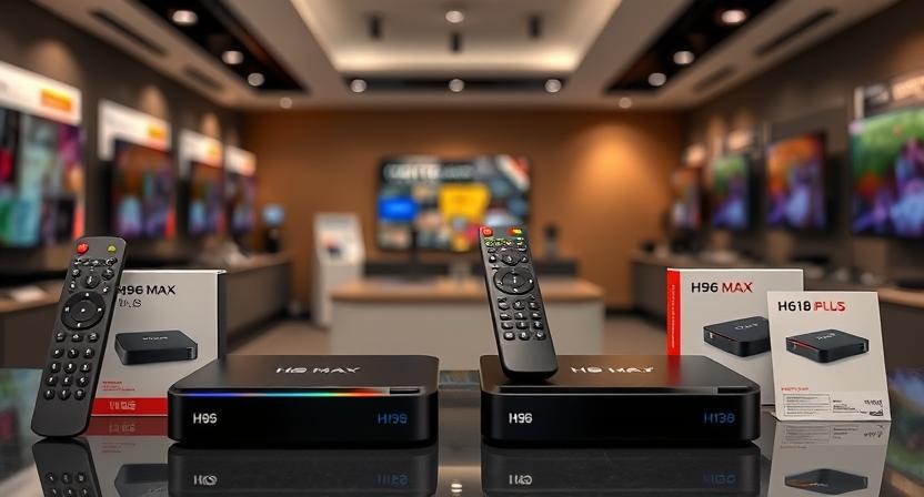 H96 Max M1 PLUS TV box and H96 Max H618 PLUS side-by-side H96 Max M1 PLUS TV box and H96 Max H618 PLUS side-by-side