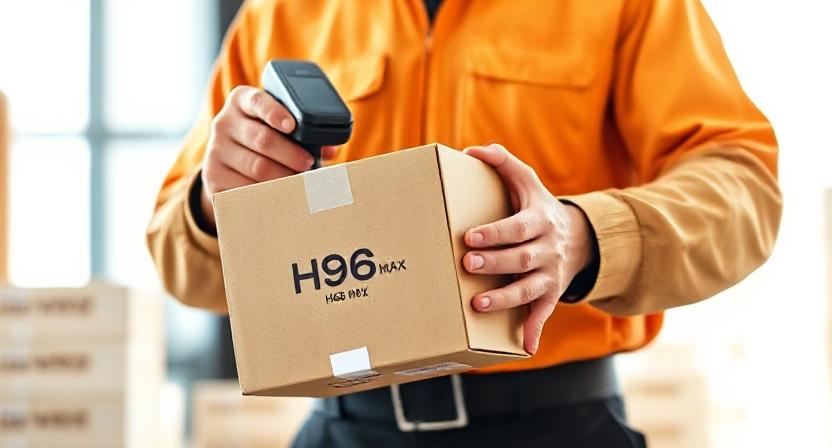 Courier scanning H96 Max sample box with tracking code Courier scanning H96 Max sample box with tracking code