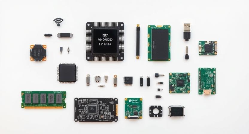 Key components of an Android TV box: processor, RAM, storage, and wireless modules