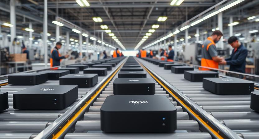 Modern Android TV box manufacturing factory with assembly line and quality control Modern Android TV box manufacturing factory with assembly line and quality control