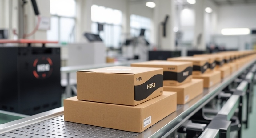 OEM customized H96 Max TV box packaging on assembly line