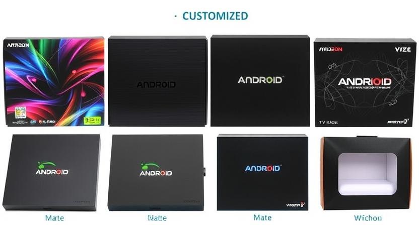 Popular customization options for branded Android TV box packaging with logos and finishes