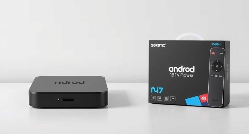 Side-by-side comparison of standard TV box and customized Android TV box branding
