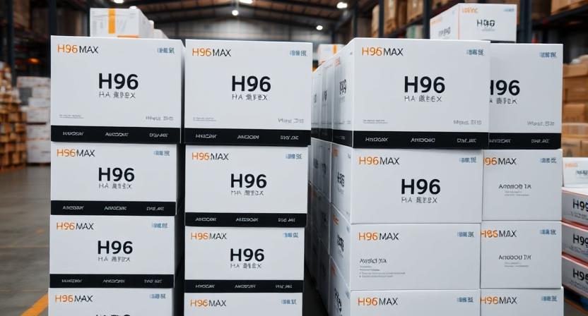 Stack of wholesale H96 Max Android TV boxes ready for shipment Stack of wholesale H96 Max Android TV boxes ready for shipment