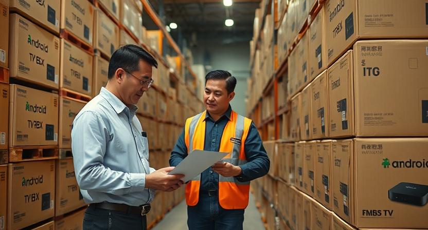 Warehouse manager planning large-volume smart TV box shipments Warehouse manager planning large-volume smart TV box shipments
