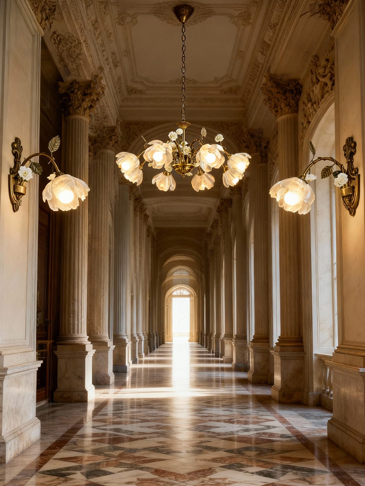 European Palace Style Glass Flower Chandelier